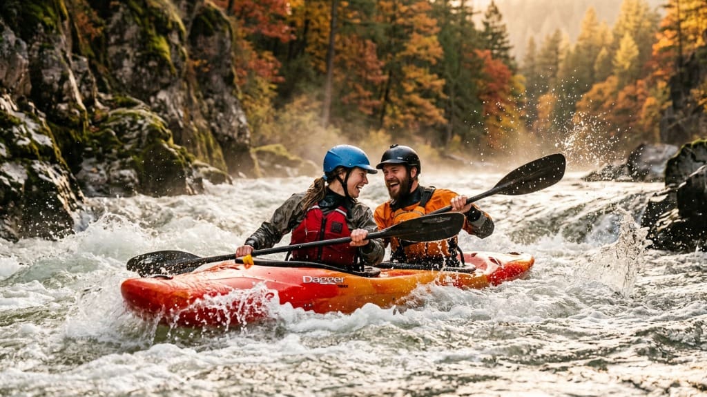 valentine s day couples whitewater paddle