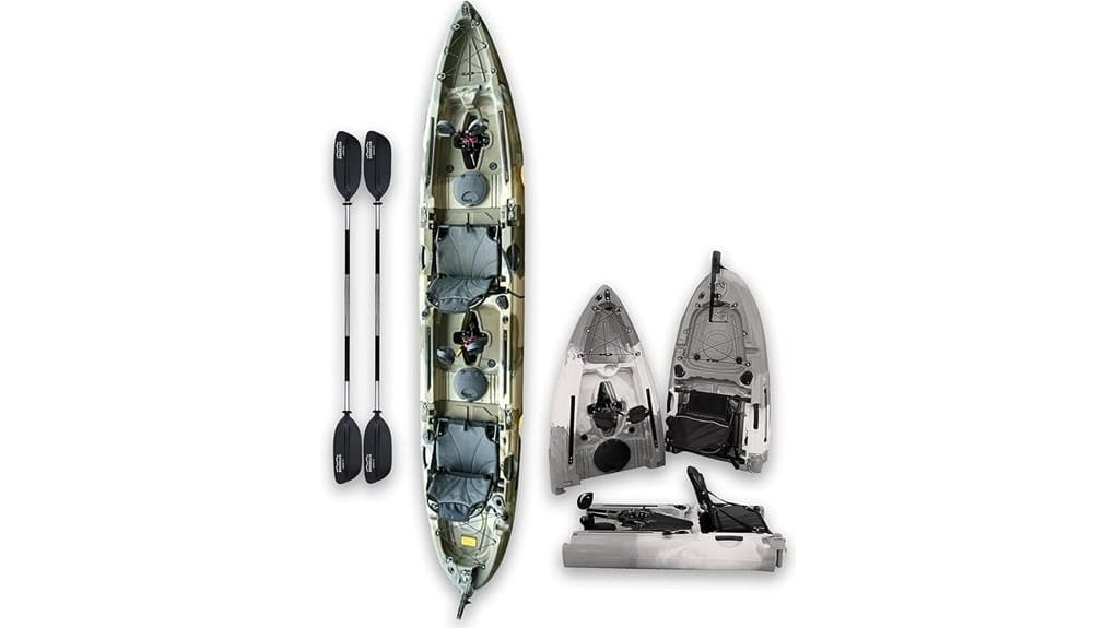 three piece modular tandem kayak