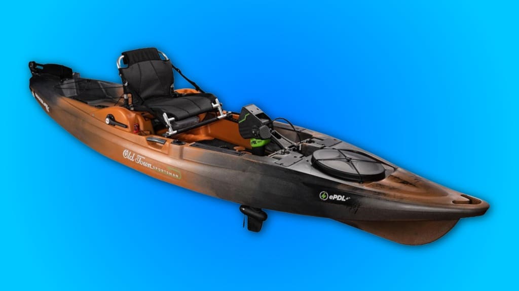 Old Town Sportsman BigWater ePDL+ 132 Power-Assist Pedal Fishing Kayaks - Ember Camo